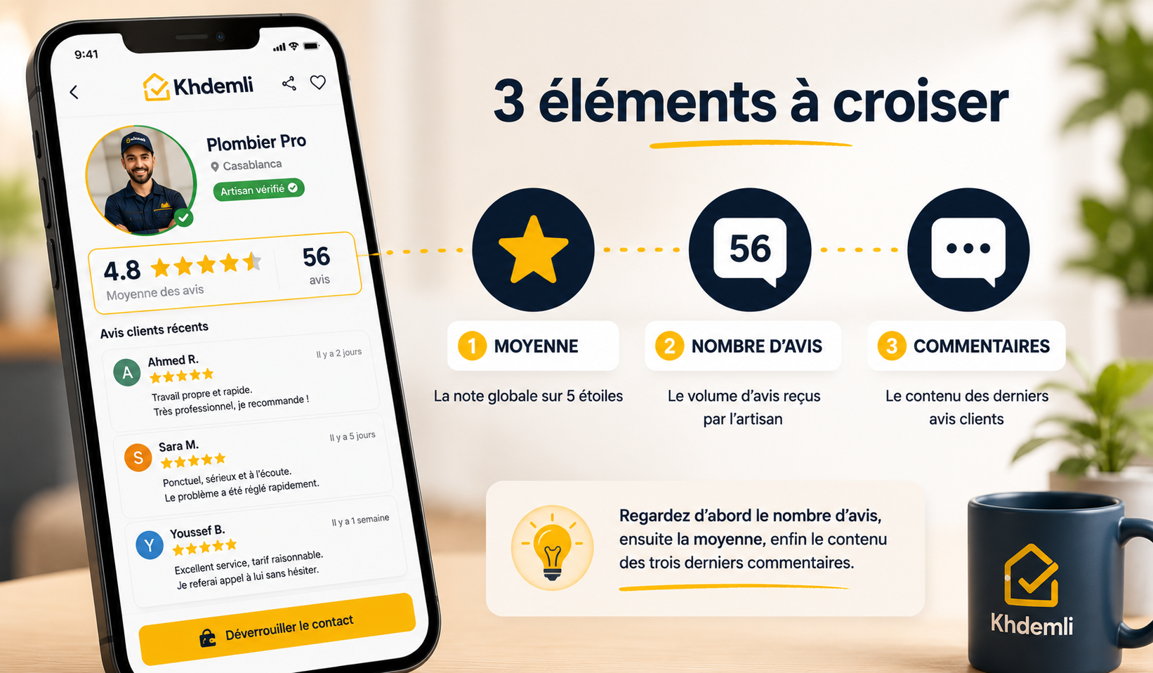 Écran d'application affichant des avis clients avec des notes en étoiles