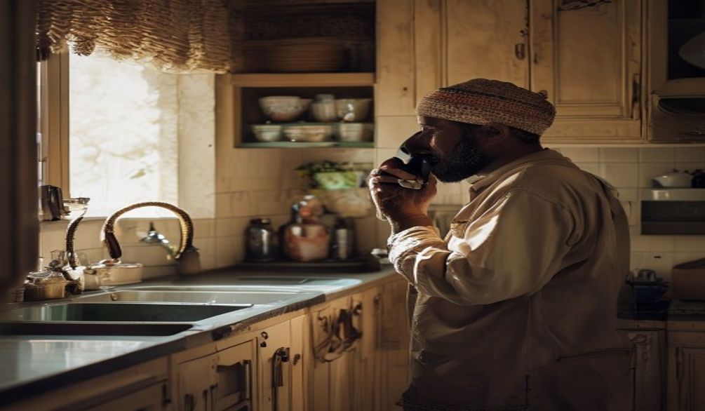 Customer calling a craftsman from his kitchen after unlocking the contact